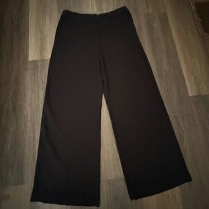 NWT LOFT linen blend black wide leg trouser pants size 10 viscose career casual